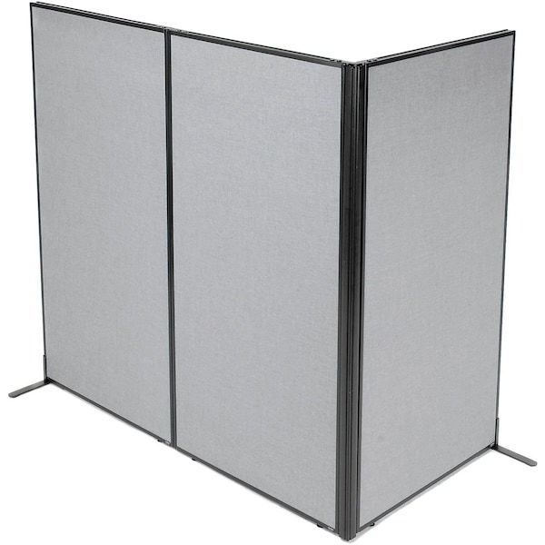 Interion By Global Industrial Interion Freestanding 3-Panel Corner Room Divider, 36-1/4inW x 72inH Panels, Gray 695051GY - main